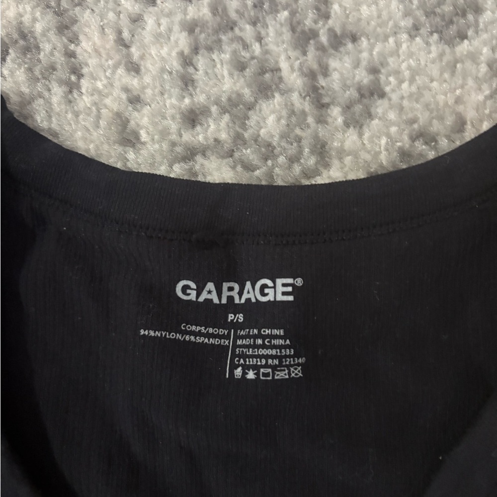 Garage Classic Black Ribbed Crop Top - Picture 2 of 2